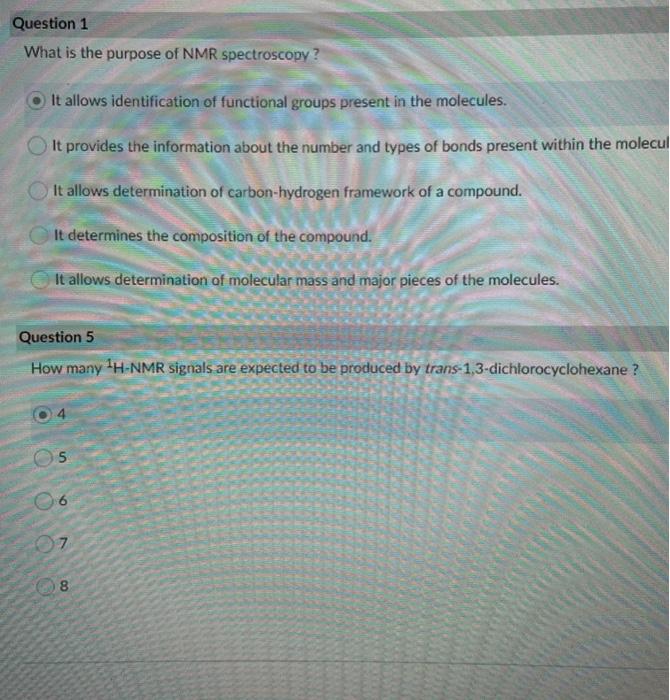 Solved Question 1 What is the purpose of NMR spectroscopy?