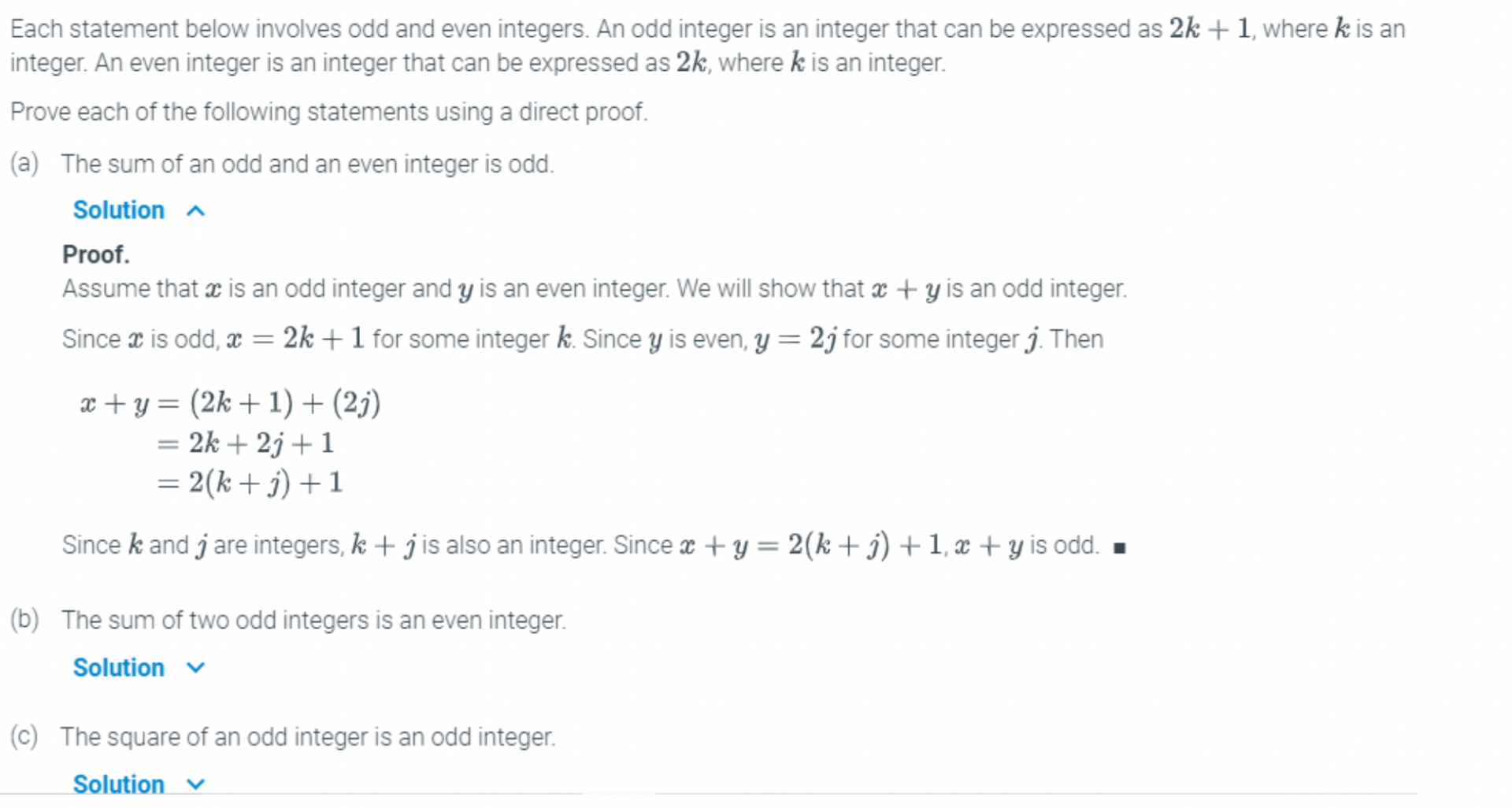 Solved Each statement below involves odd and even integers. | Chegg.com