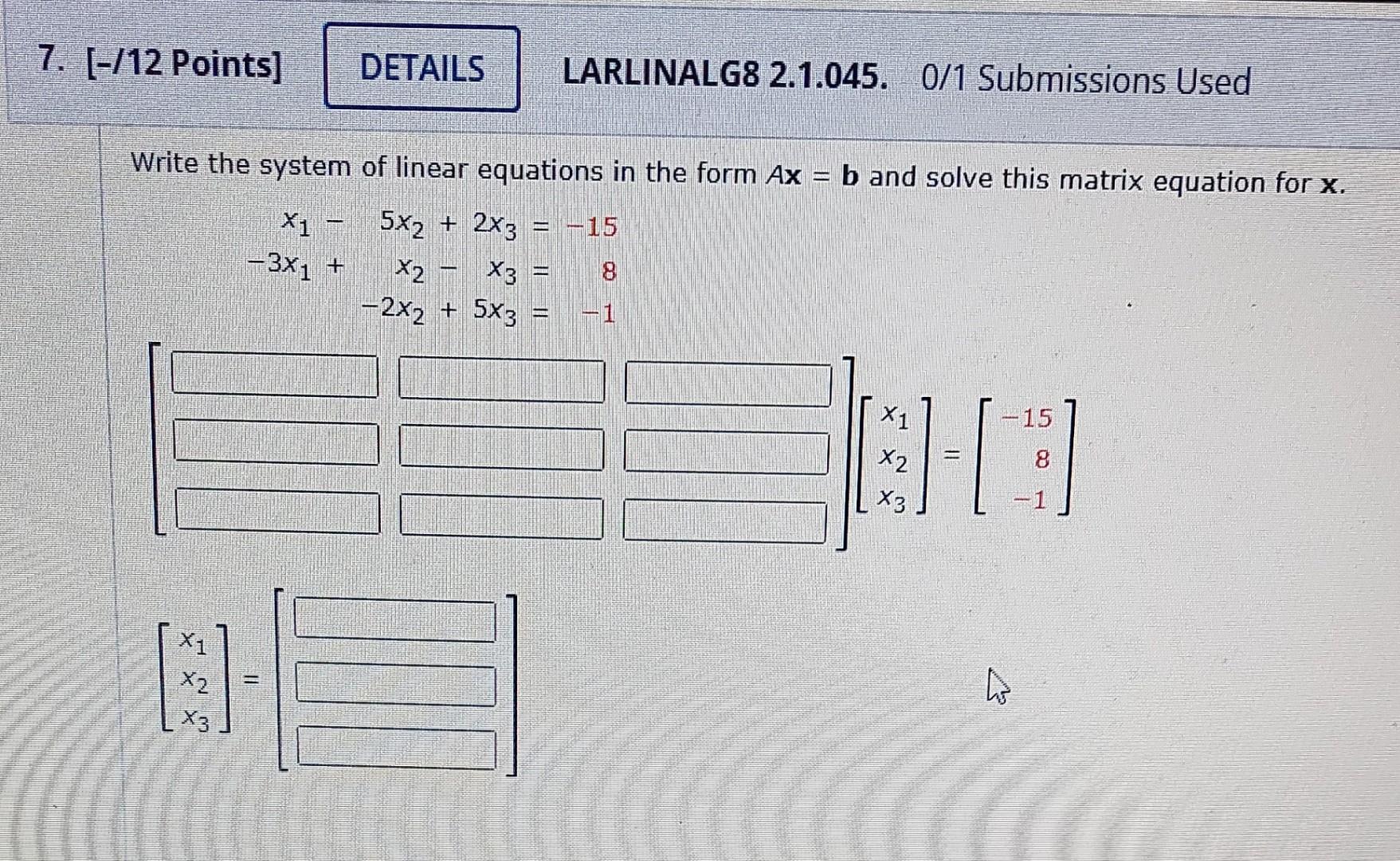 Solved 2 [ 11 Points] Details Larlinalg8 1 2 029 0 1