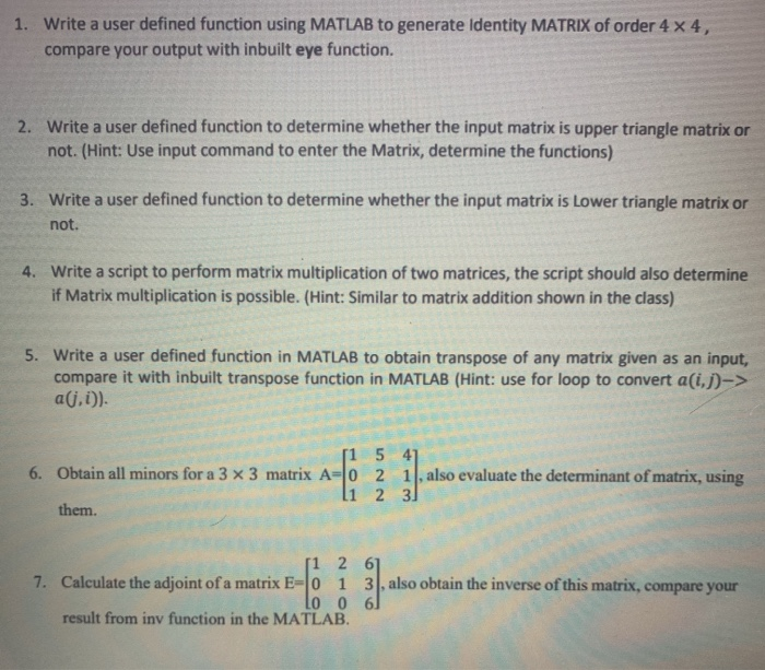1. Write a user defined function using MATLAB to | Chegg.com