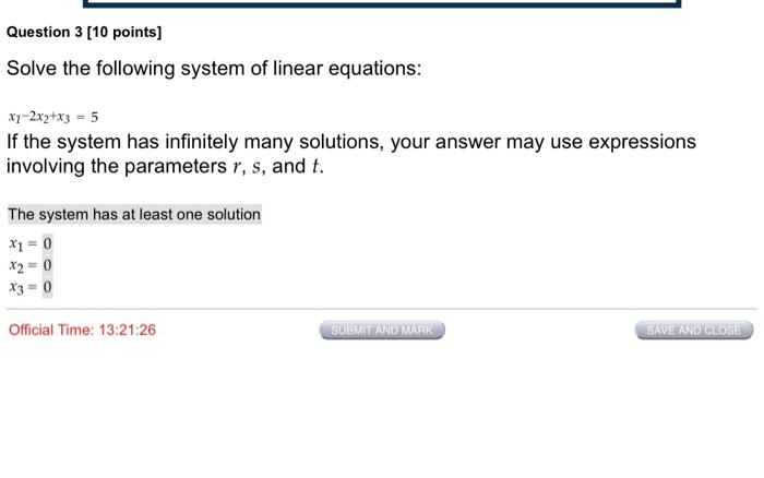Solved Question 3 [10 points] Solve the following system of | Chegg.com