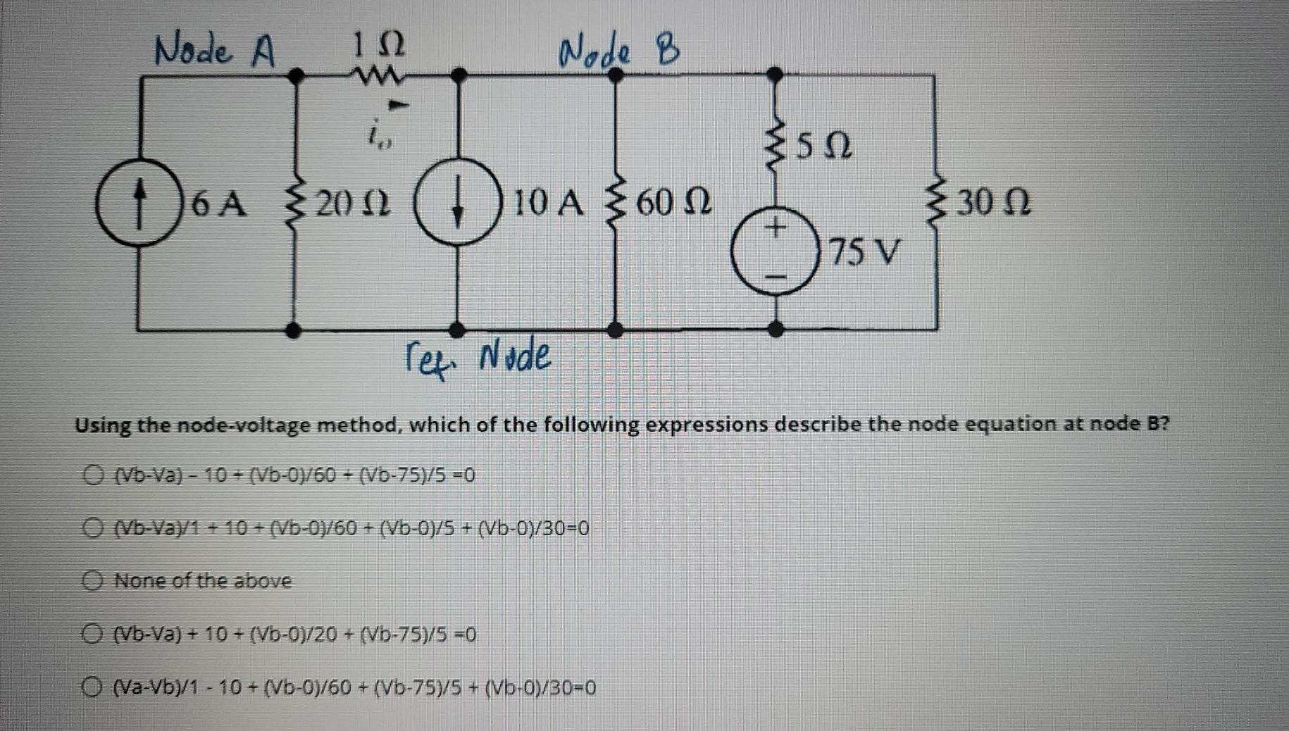 Solved Use the node-voltage method to create the expression | Chegg.com