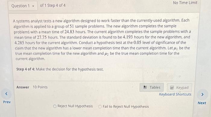 Solved A systems analyst tests a new algorithm designed to | Chegg.com