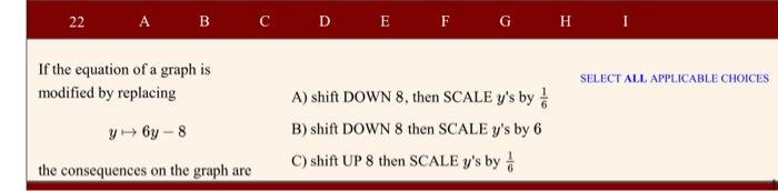 Solved 22 A B с DE F G H I SELECT ALL APPLICABLE CHOICES If | Chegg.com