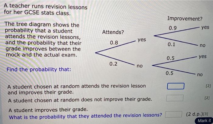 Solved A teacher runs revision lessons for her GCSE stats | Chegg.com