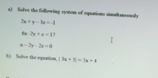Solved a) Solve the following system of equations | Chegg.com