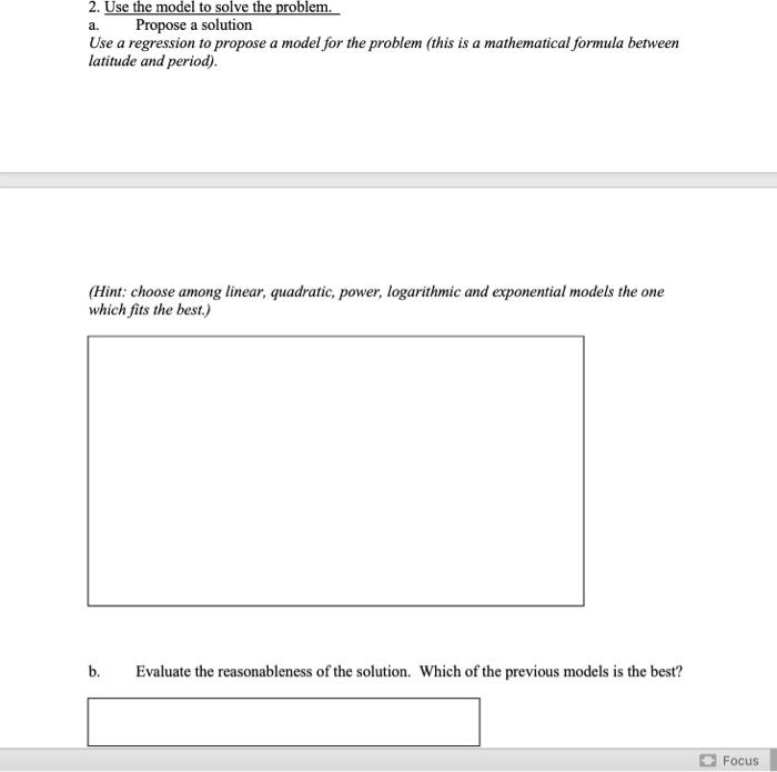 Solved 2. Use the model to solve the problem. a. Propose a | Chegg.com