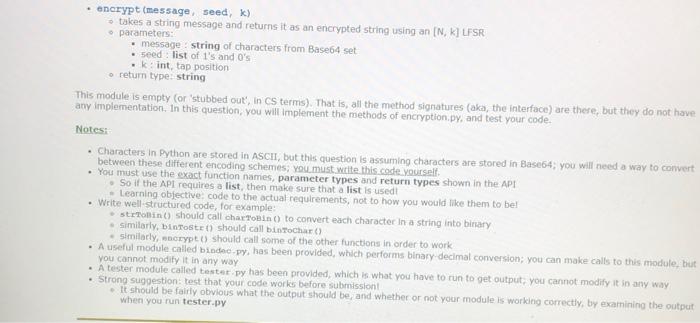 Solved 2. Encrypting Messages Using a LFSR [80%] For this | Chegg.com