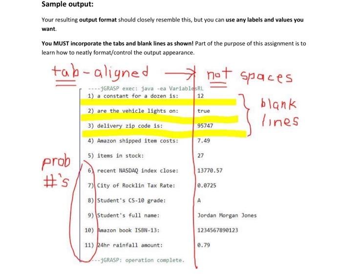 Solved Problem Summary: • Create new Java variables or | Chegg.com