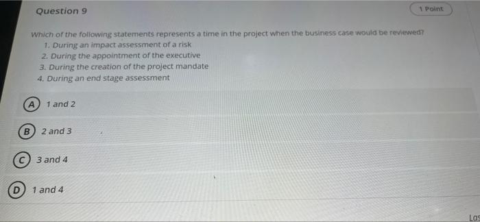Solved Question 9 1 Point Which of the following statements | Chegg.com