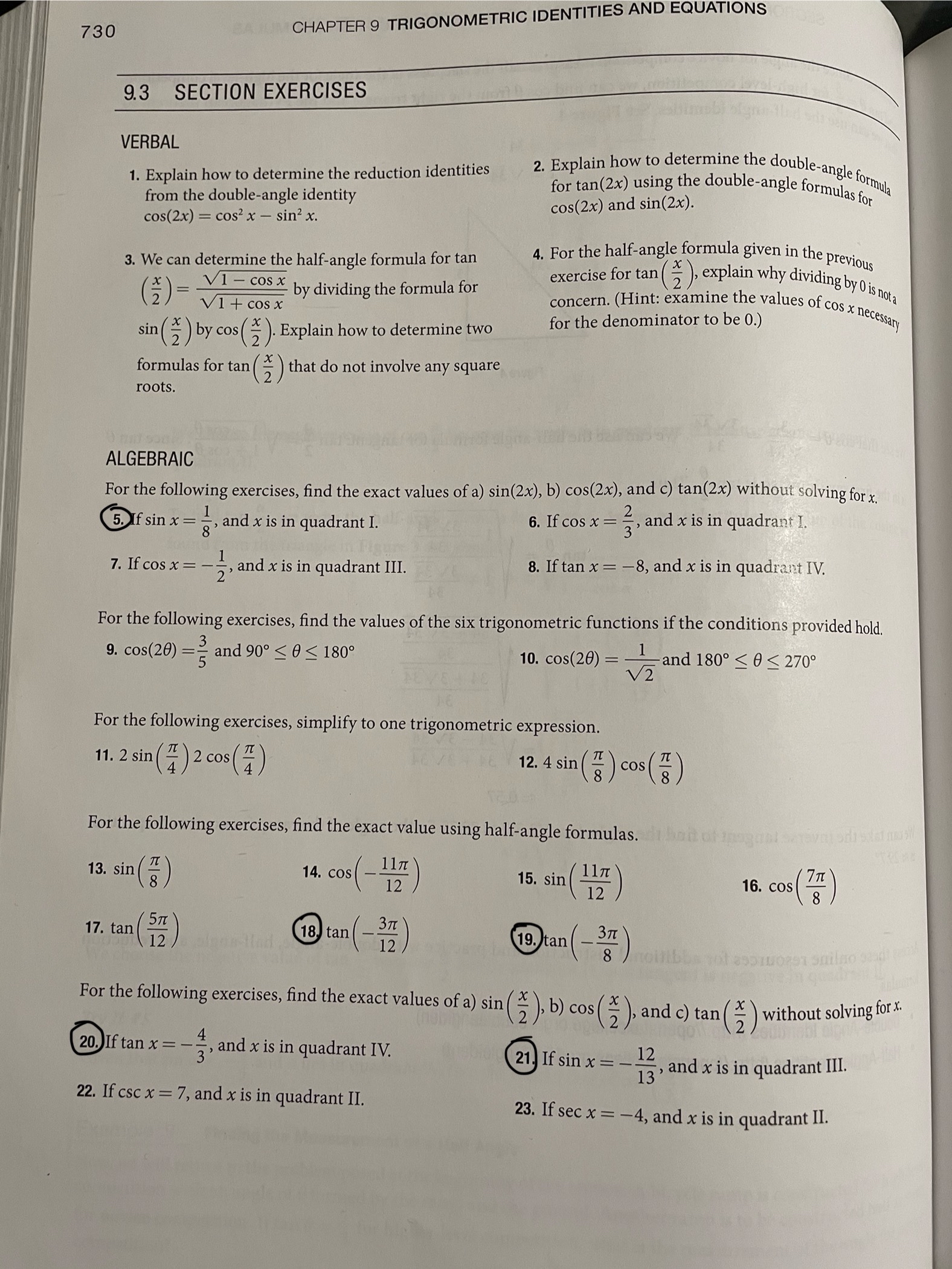Solved I need help with the circled ones | Chegg.com