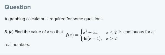 Question A graphing calculator is required for some | Chegg.com