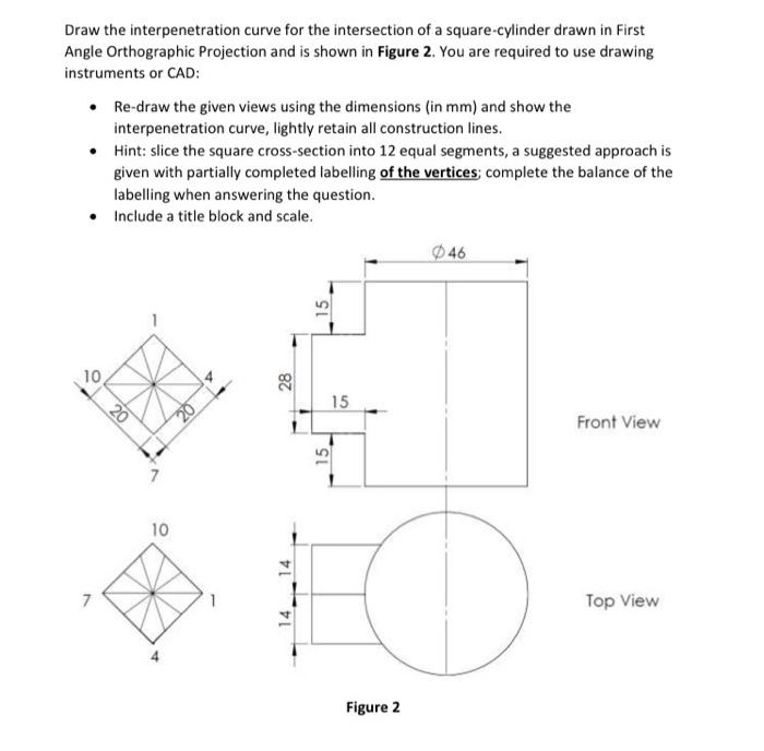 Solved Draw the interpenetration curve for the intersection | Chegg.com