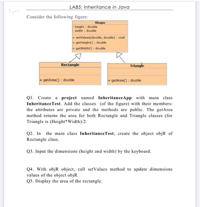 Java Inheritance - Shape class with a method called getArea