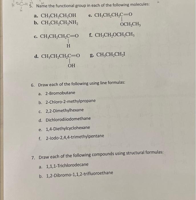 Solved 5. Name The Functional Group In Each Of The Following | Chegg.com