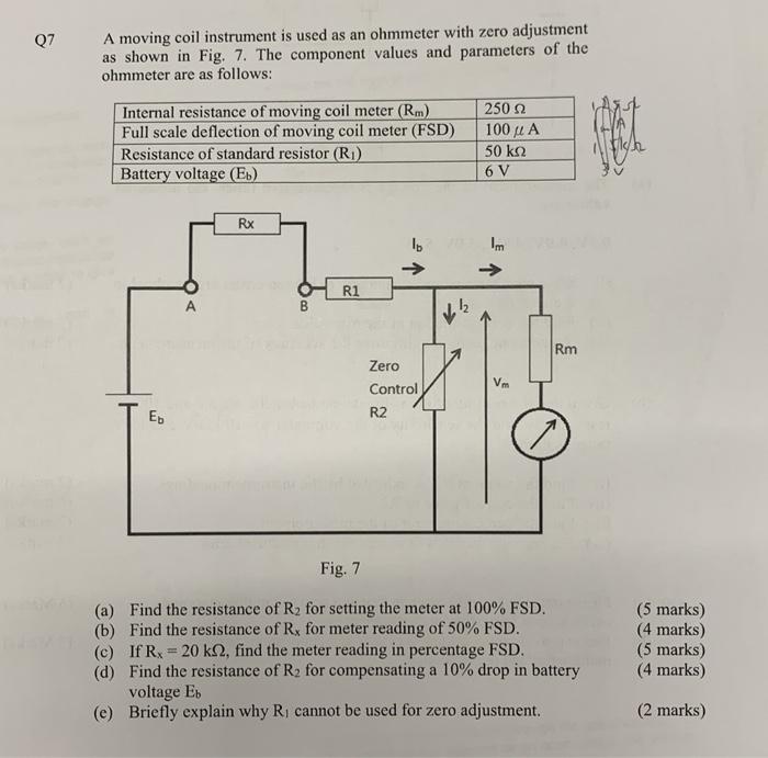 Solved Q7 A moving coil instrument is used as an ohmmeter