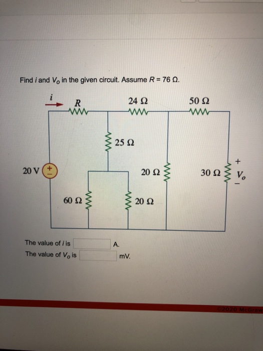 Solved Find I And Vo In The Given Circuit Assume R 76 N