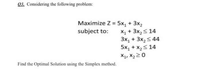 Solved Q3. Considering the following problem: Maximize z= | Chegg.com