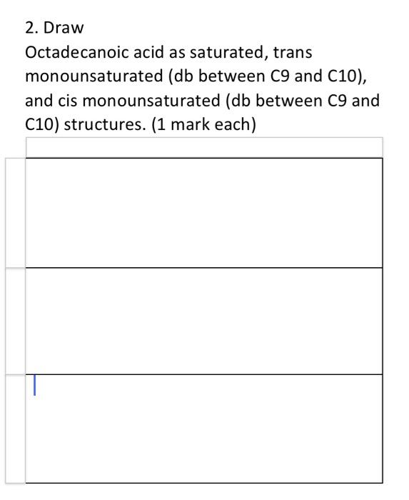 Solved 2. Draw Octadecanoic acid as saturated, trans | Chegg.com