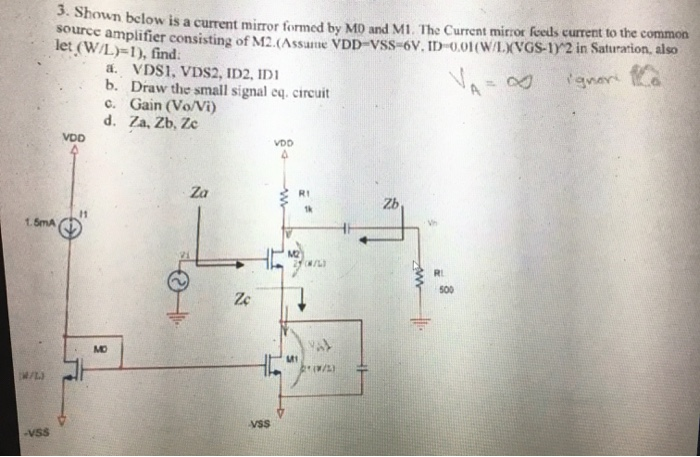 Solved 3. Shown below is a current mirror formed by MD and | Chegg.com