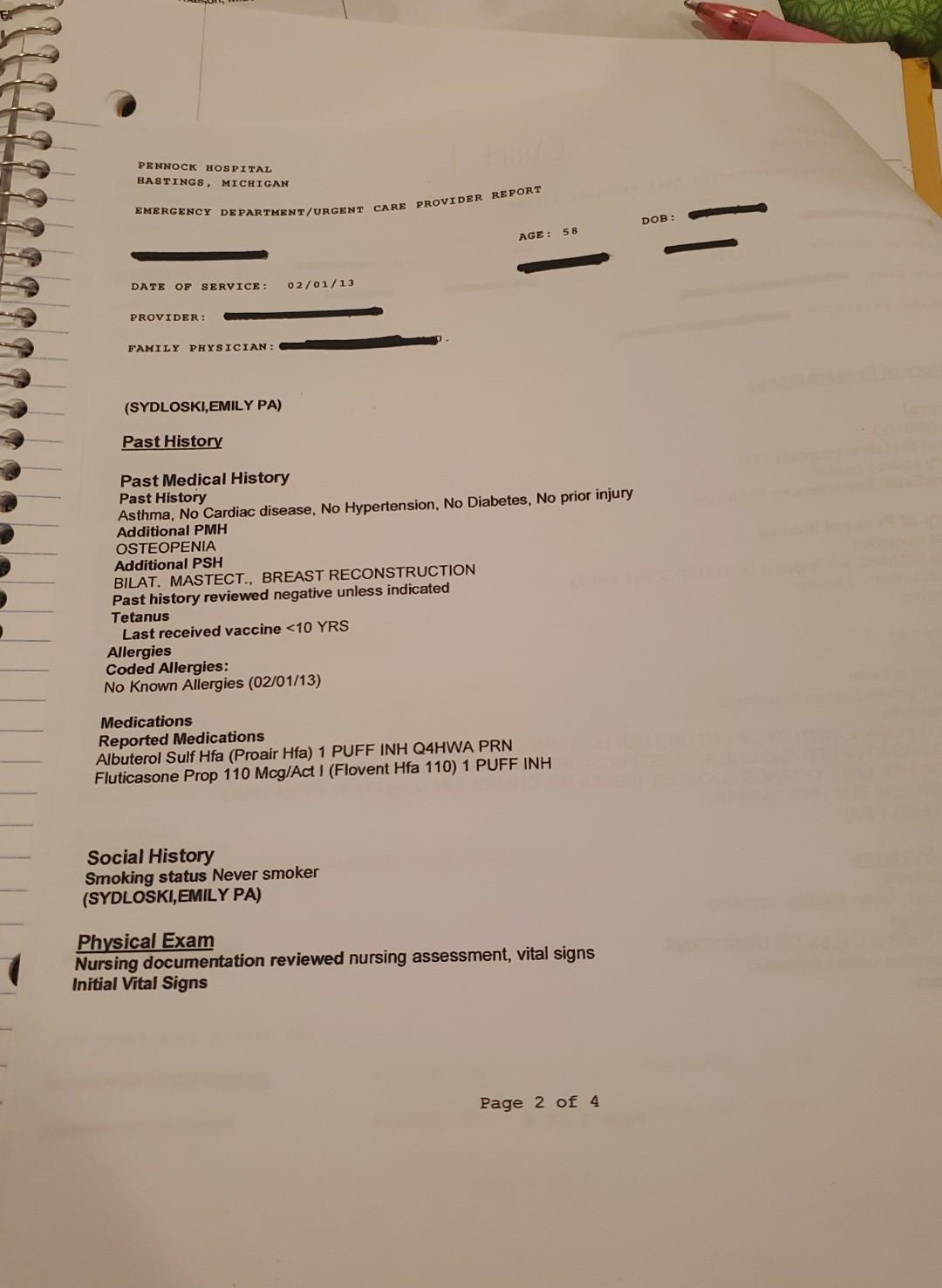 Solved PENNOCK HOSPITAL HASTINGS, MICHIGAN Chart EMERGENCY