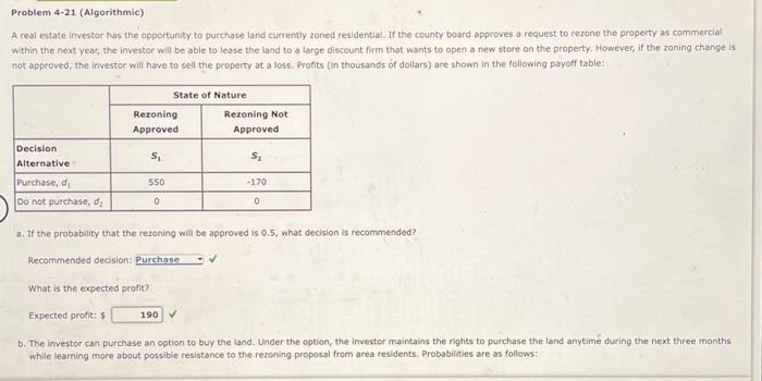 Solved Problem 4-21 (Algorithmic) A Real Estate Investor | Chegg.com