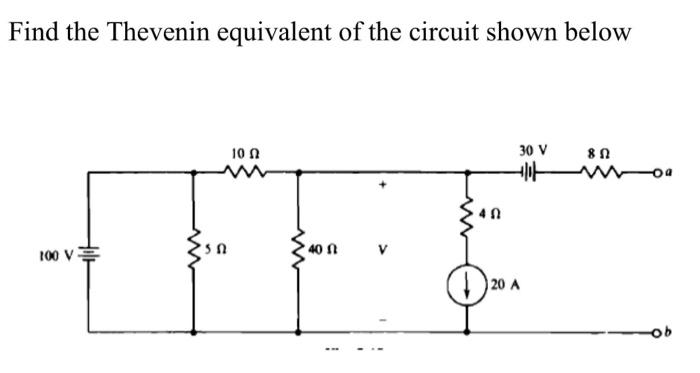 Solved Find the Thevenin equivalent of the circuit shown | Chegg.com