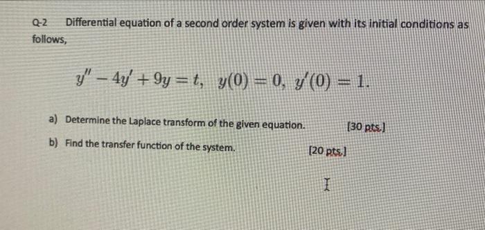 Solved Q-2 Differential equation of a second order system is | Chegg.com