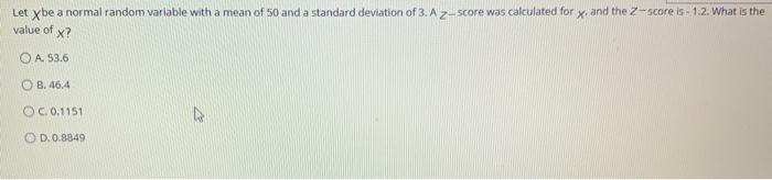 Solved Let ybe a normal random variable with a mean of 50 | Chegg.com