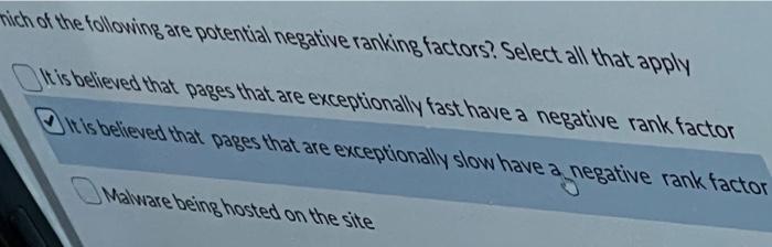 Solved iich of the following are potential negative ranking | Chegg.com