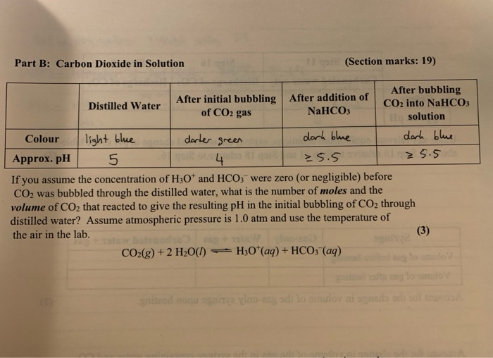 Solved Part B: Carbon Dioxide In Solution (Section Marks: | Chegg.com