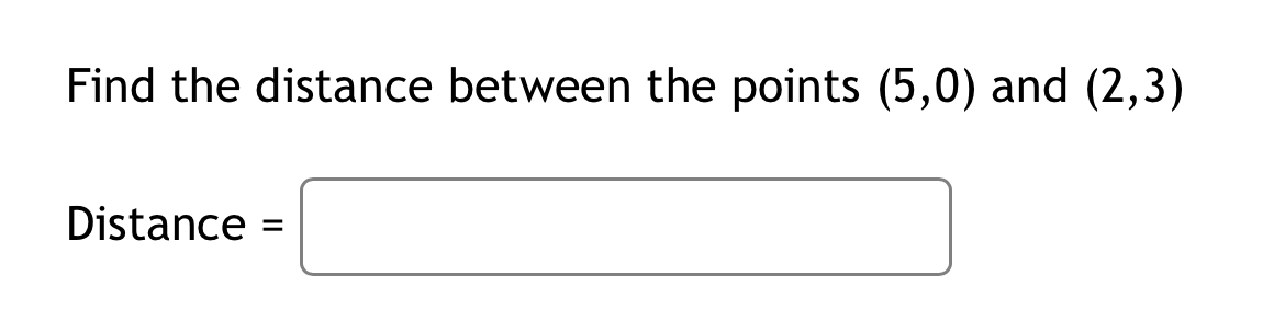 Solved Find the distance between the points (5,0) ﻿and | Chegg.com