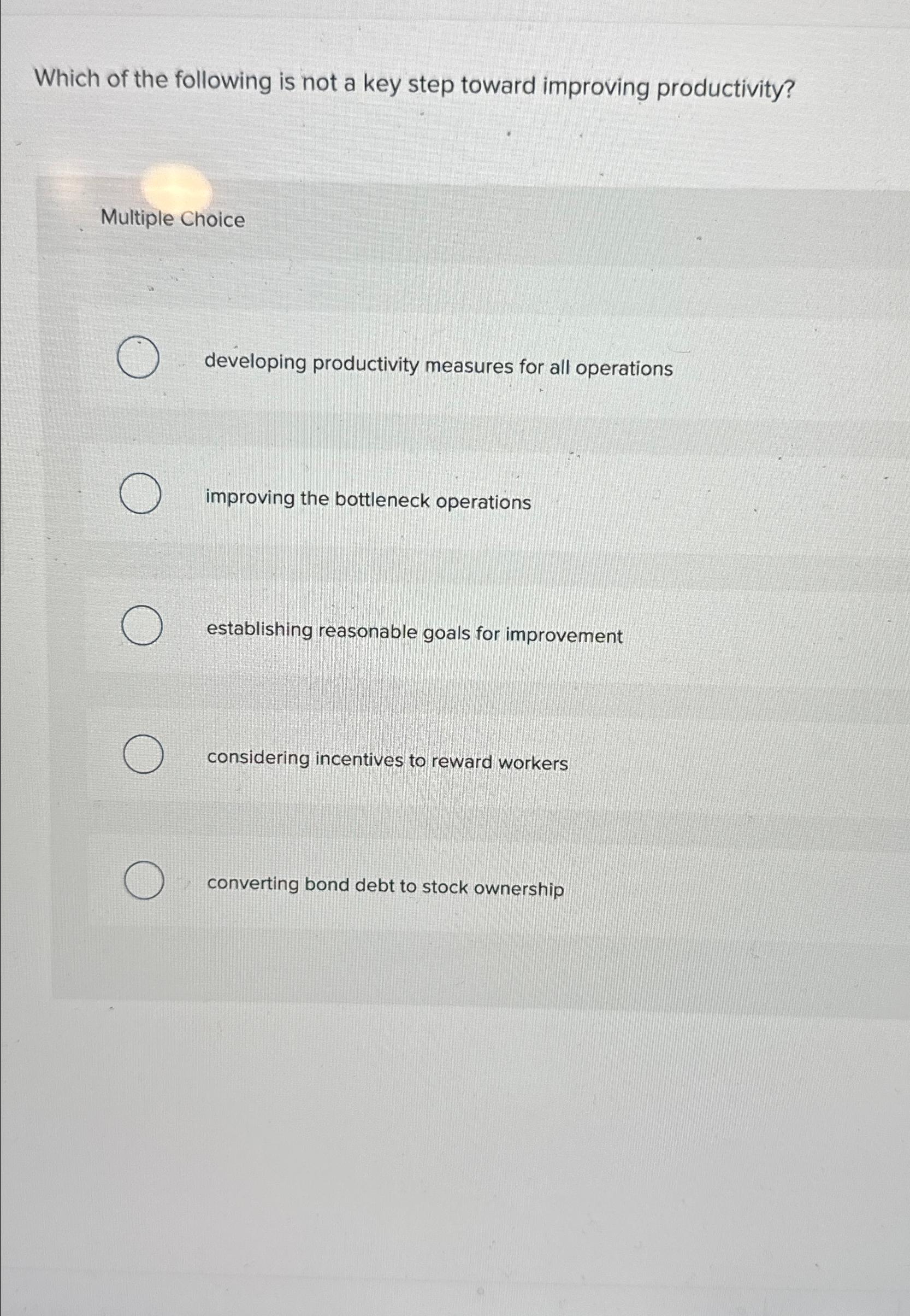 Solved Which of the following is not a key step toward | Chegg.com