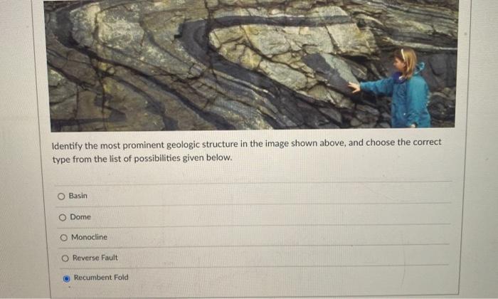 Solved Identify the most prominent geologic structure in the | Chegg.com