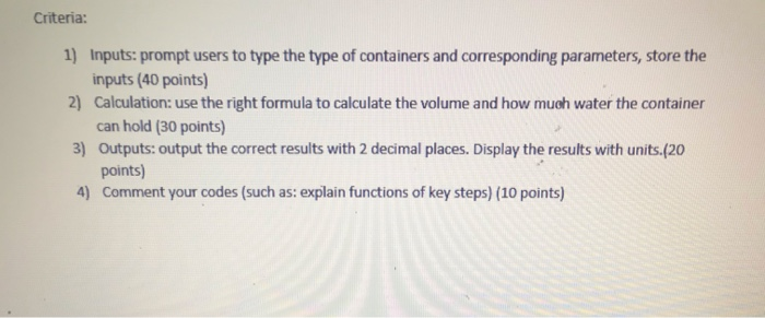Solved Programming Assignment 1: How much water is in the | Chegg.com