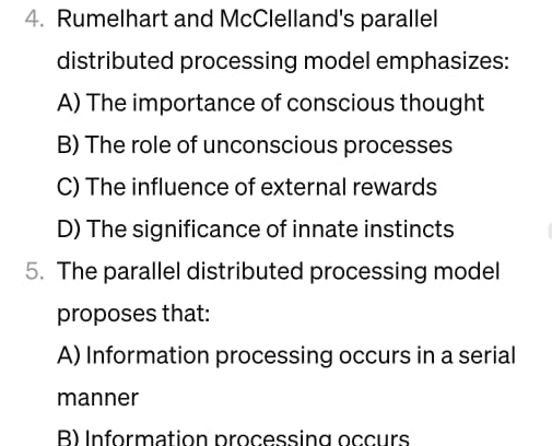 Solved Rumelhart and McClelland's parallel distributed | Chegg.com