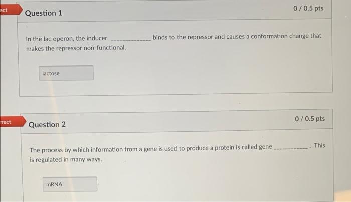 Solved Ect 005 Pts Question 1 Binds To The Repressor And 3644