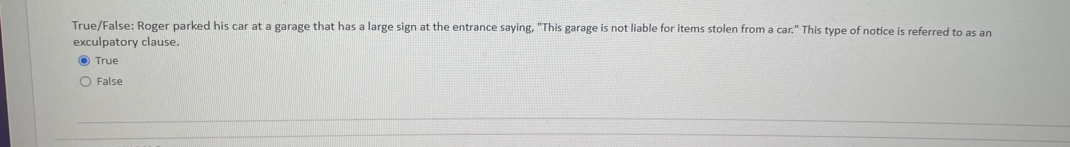 Solved Exculpatory Clause.TrueFalse | Chegg.com