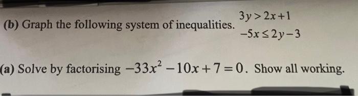 (b) Graph The Following System Of Inequalities. | Chegg.com