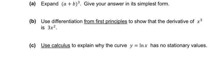 Solved (a) Expand (a + B)³. Give Your Answer In Its Simplest | Chegg.com