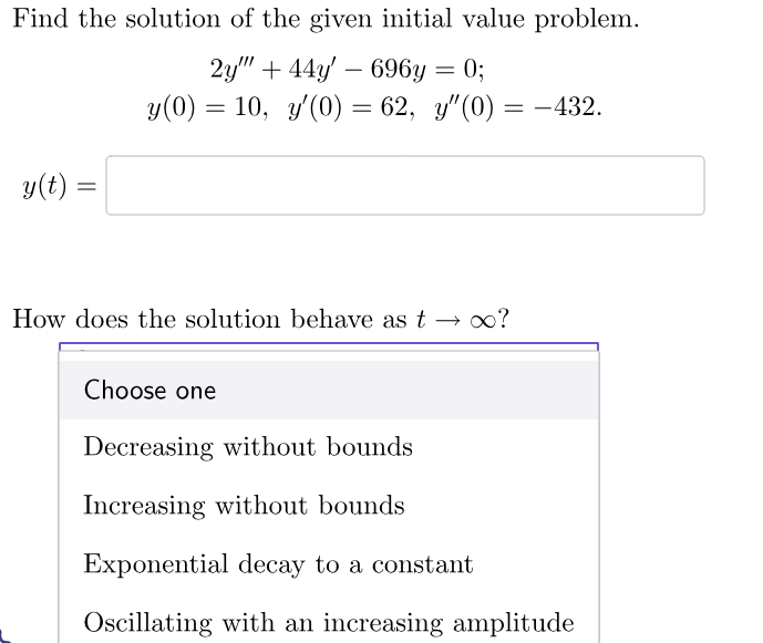 Solved Find the solution of the given initial value | Chegg.com