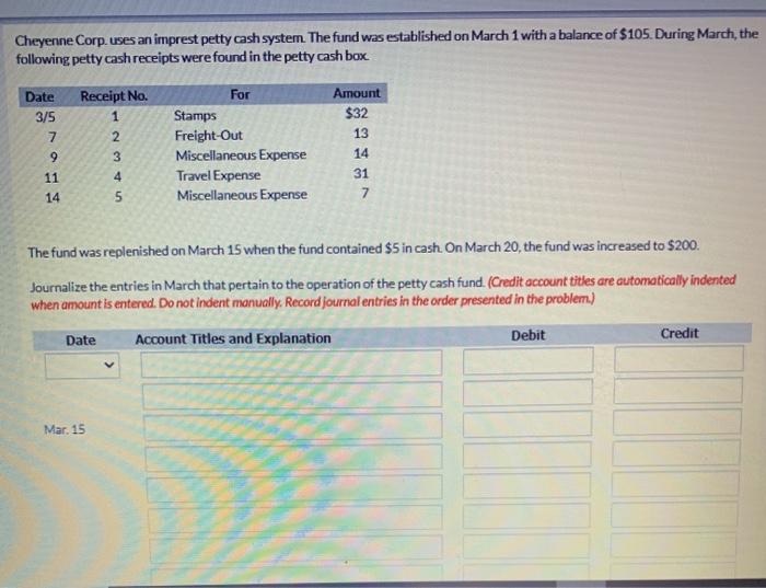 solved-cheyenne-corp-uses-an-imprest-petty-cash-system-the-chegg