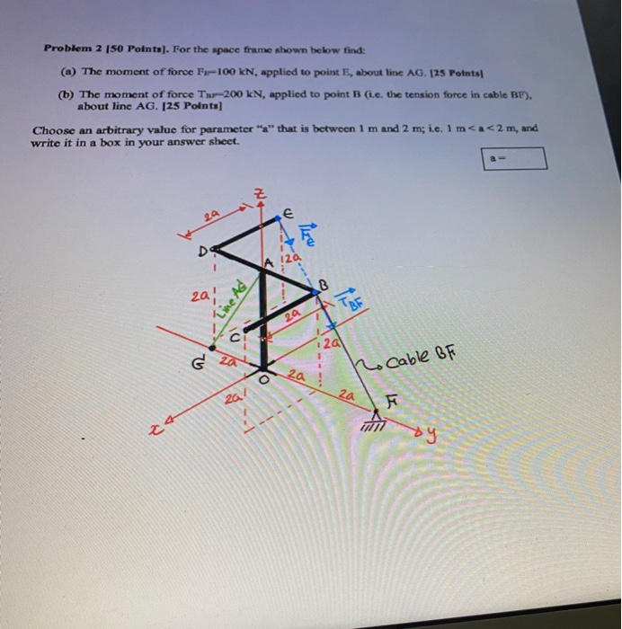 Solved Problem 2150 Points). For the space frame shown below | Chegg.com