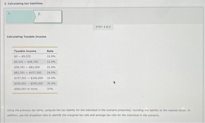 Solved 2. Calculating tax liablities Calculating Taxable | Chegg.com