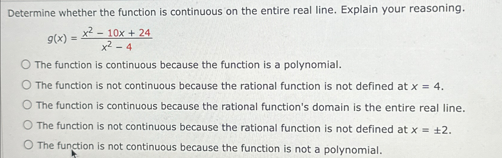 Solved Determine Whether The Function Is Continuous On The | Chegg.com