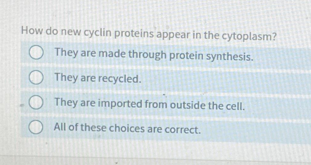 Solved How do new cyclin proteins appear in the Biology Diagrams