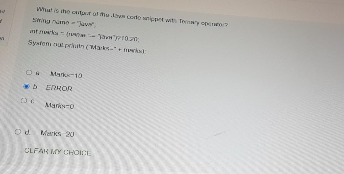 Solved ed f What is the output of the Java code snippet with | Chegg.com
