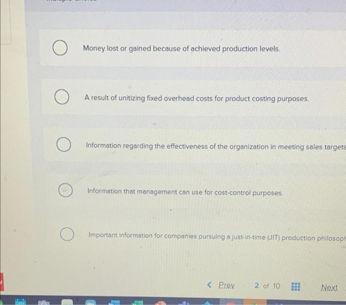 Solved The fixed factory overhead productionvolume variance