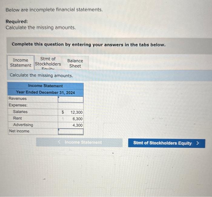 solved-below-are-incomplete-financial-statements-required-chegg