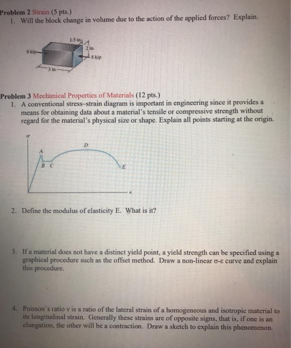 Solved Problem 2 Strain (5 pts.) 1. Will the block change in | Chegg.com